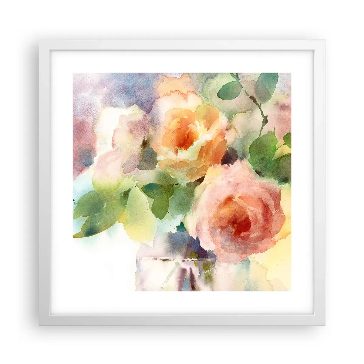 Póster en marco blanco - Delicado como una acuarela - 40x40 cm