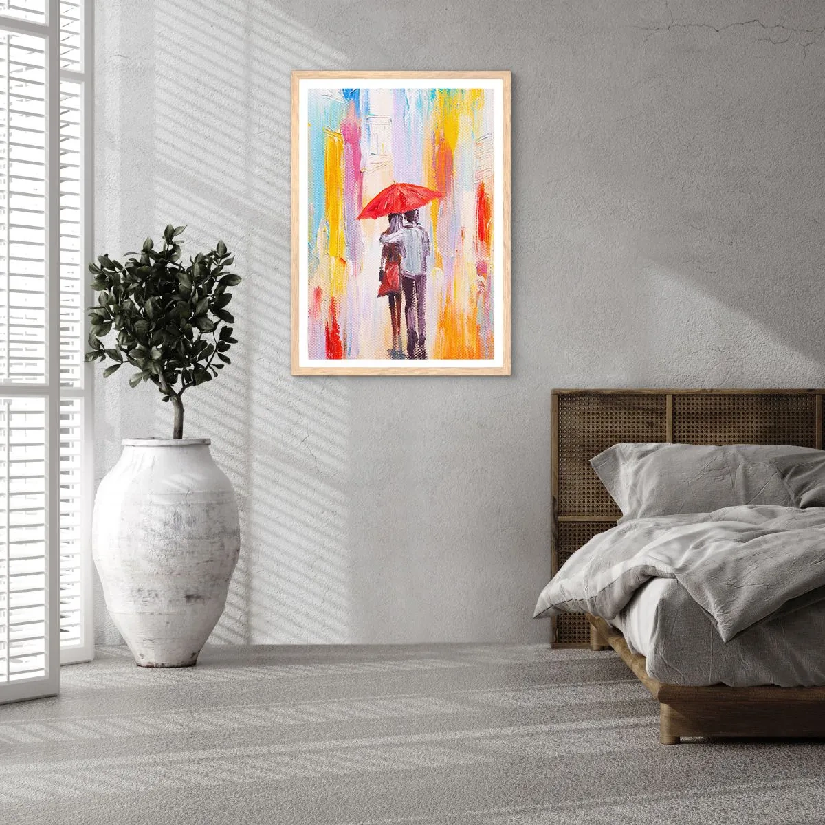 Póster en marco roble claro - Que siga lloviendo - 70x100 cm
