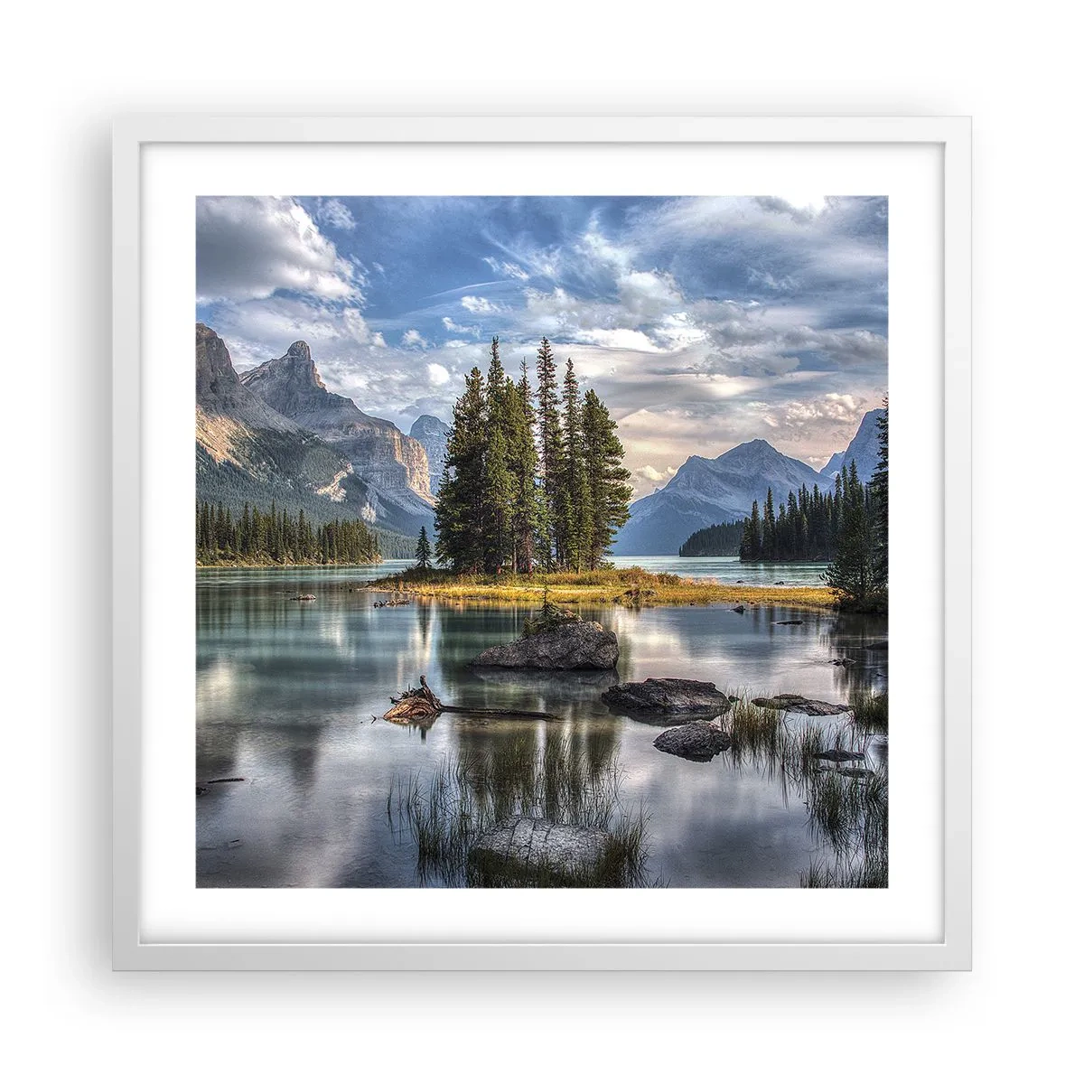 Póster en marco blanco - Sobre el agua cristalina... - 50x50 cm