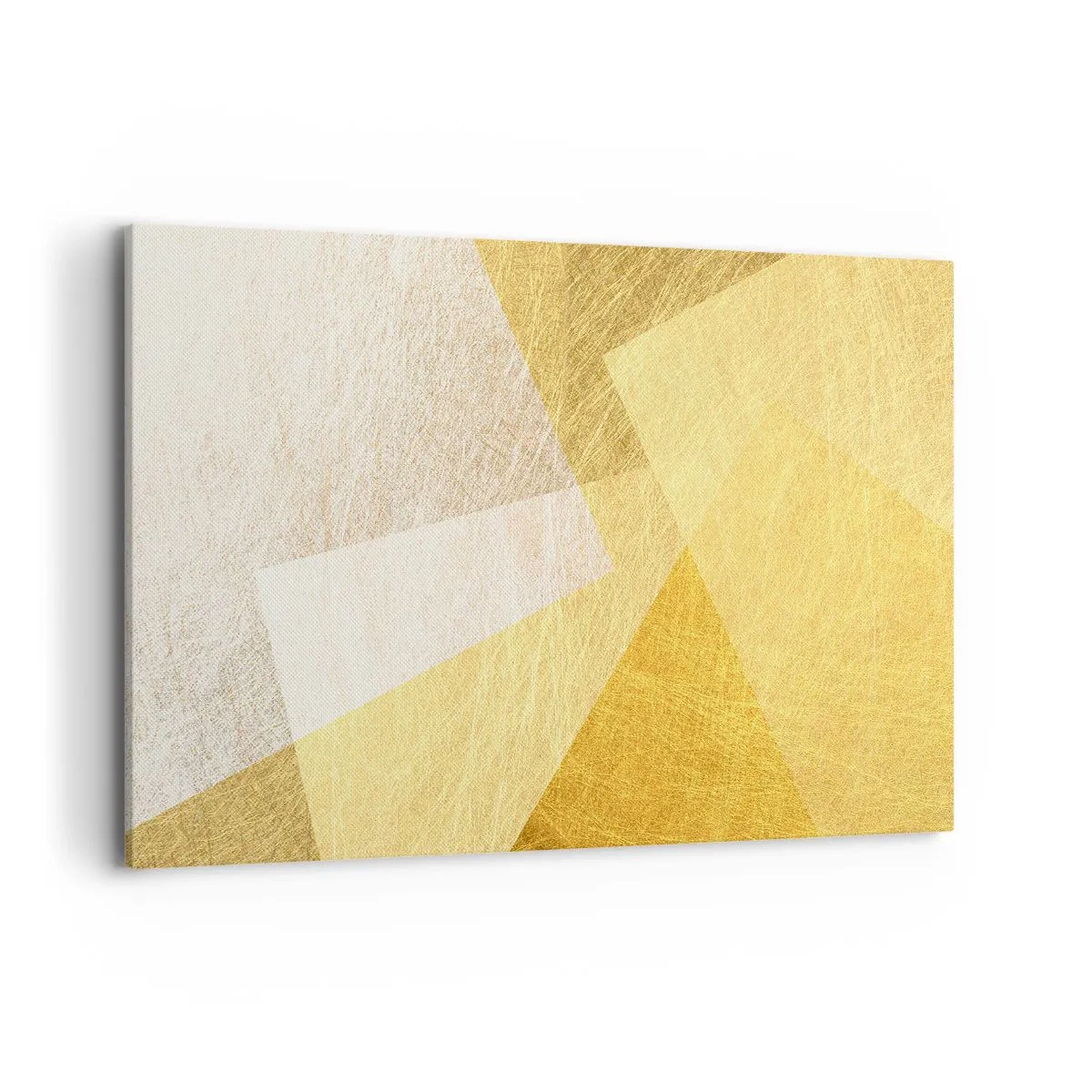 Cuadro sobre lienzo - Impresión de Imagen - Formas geométricas en tonos dorados y claros. - 120x80cm - Tiempo de geometría - Decoración de pared moderna para salón y dormitorio ARTTOR