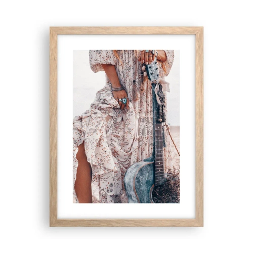 Póster en marco roble claro - Una flor en el camino - 30x40 cm