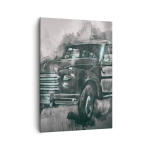Cuadro sobre lienzo - Impresión de Imagen - Un coche retro clásico con un fondo artístico. - 50x70cm - Antepasado respetable - Decoración de pared moderna para salón y dormitorio ARTTOR