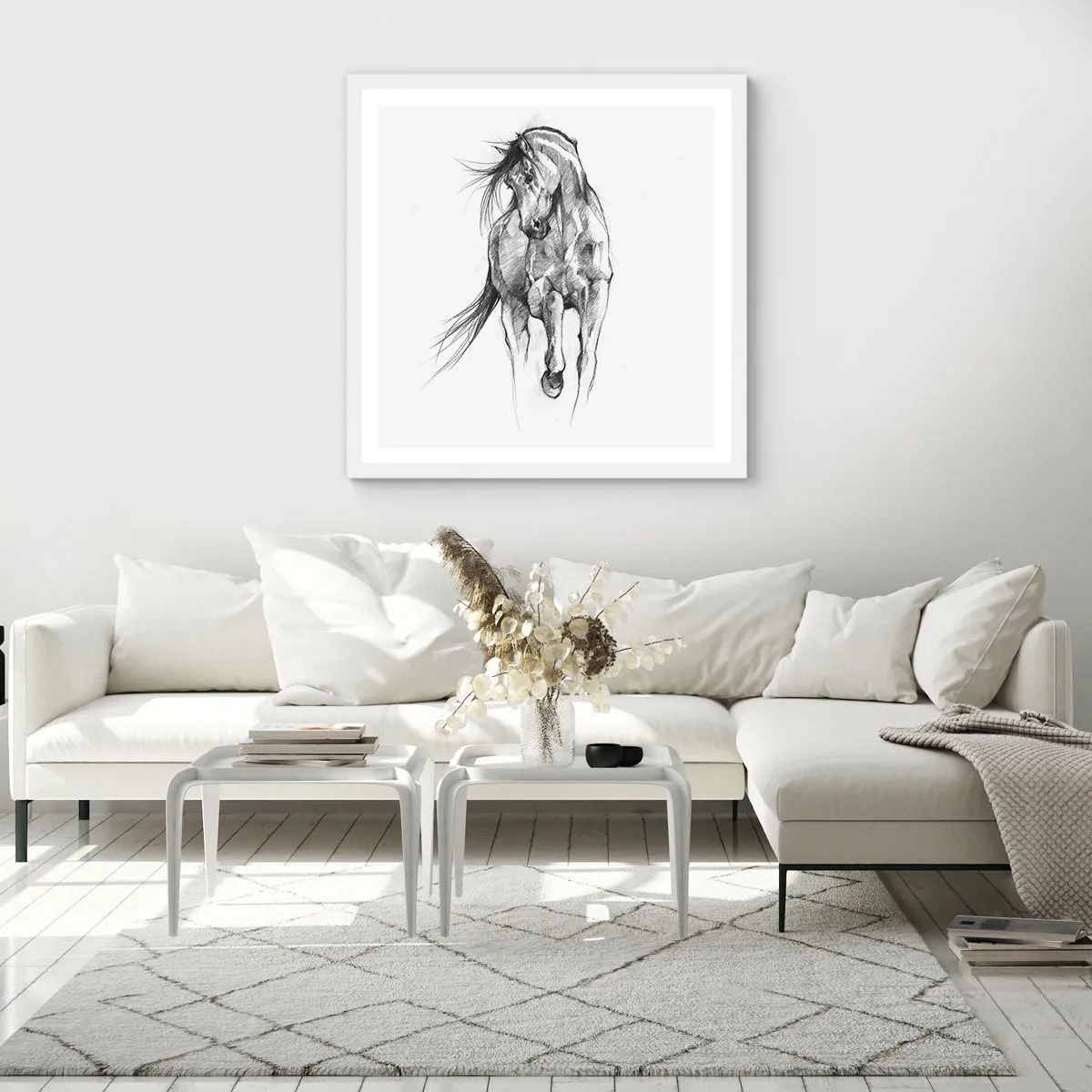 Póster en marco blanco - En un elegante trote - 60x60 cm