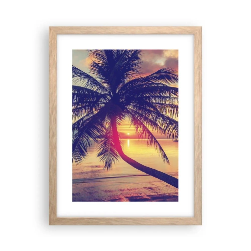 Póster en marco roble claro - Atardecer bajo las palmeras - 30x40 cm