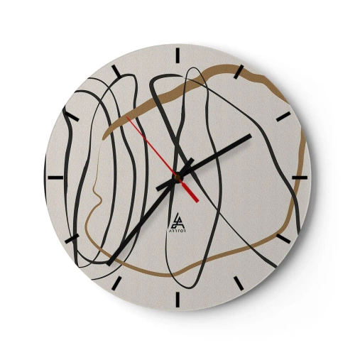 Reloj de pared - Reloj de vidrio - Composición: danza lineal - 40x40 cm