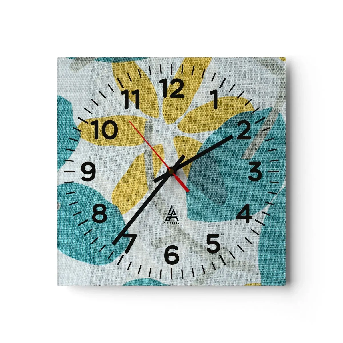 Reloj de pared - Reloj de vidrio - Entre hojas azules - 40x40 cm