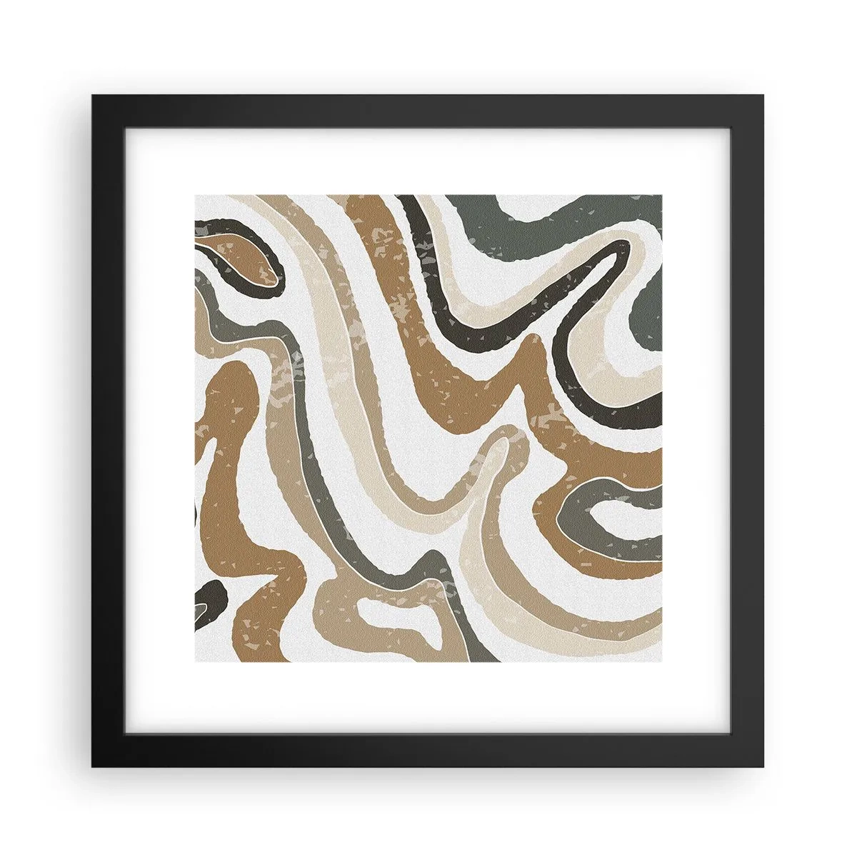Póster en marco negro - Meandros de colores terrosos - 30x30 cm
