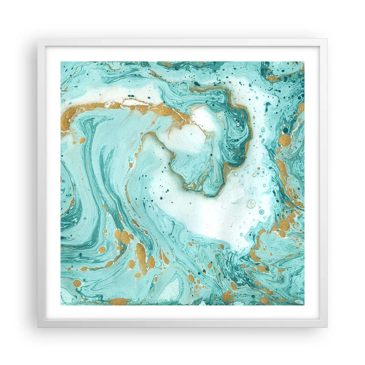 Póster en marco blanco - Bajo la gran ola del periodo Edo - 60x60 cm