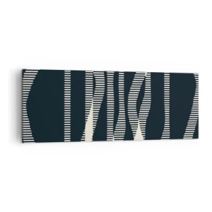 Cuadro sobre lienzo - Impresión de Imagen - Líneas geométricas en tonos claros sobre un fondo oscuro. - 140x50cm - Un intento de romper la oscuridad - Decoración de pared moderna para salón y dormitorio ARTTOR