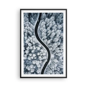 Póster en marco negro - A través de un bosque invernal - 61x91 cm