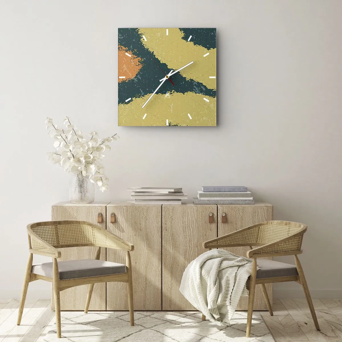 Reloj de pared - Reloj de vidrio - Abstracción - a cámara lenta - 40x40 cm