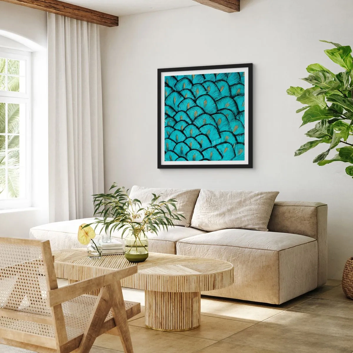 Póster en marco negro - La gran gala de las plumas - 50x50 cm