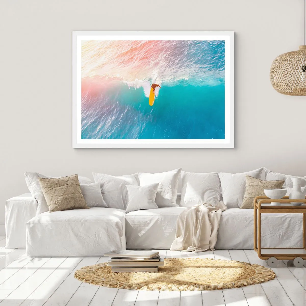 Póster en marco blanco - Jinete del océano - 40x30 cm