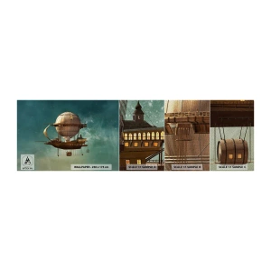 Muestra de fotomural Premium Sand - Julio Verne saluda - Retro, Viaje, Globo - 100x30 cm