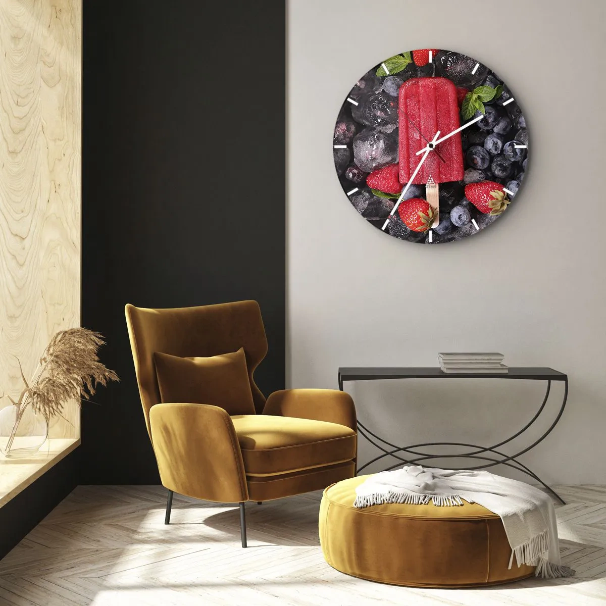 Reloj de pared - Reloj de vidrio - El sabor del verano caluroso - 40x40 cm