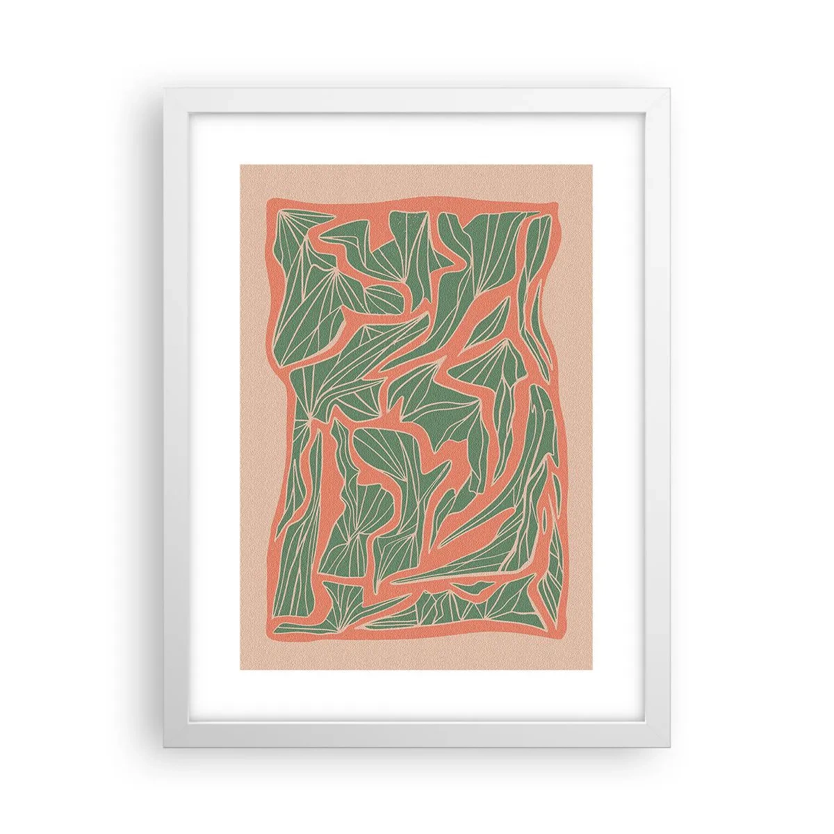 Póster en marco blanco - Lucha entre el coral y el verde - 30x40 cm