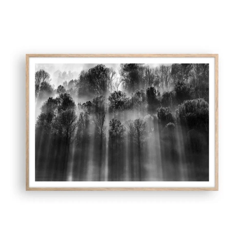 Póster en marco roble claro - En los flujos de luz - 100x70 cm