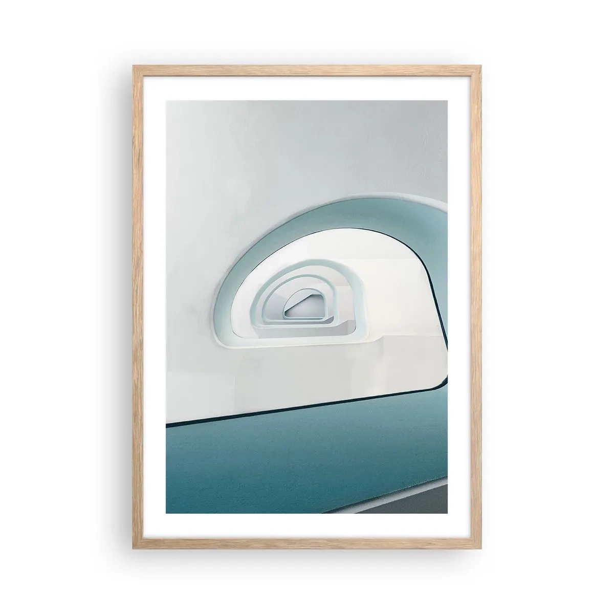 Póster en marco roble claro - Espiral del río azul - 50x70 cm