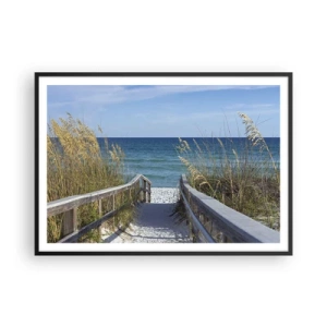 Póster en marco negro - Camino a la playa con vistas al mar - 100x70cm - En el sol, en el viento - Decoración de pared moderna para salón y dormitorio ARTTOR