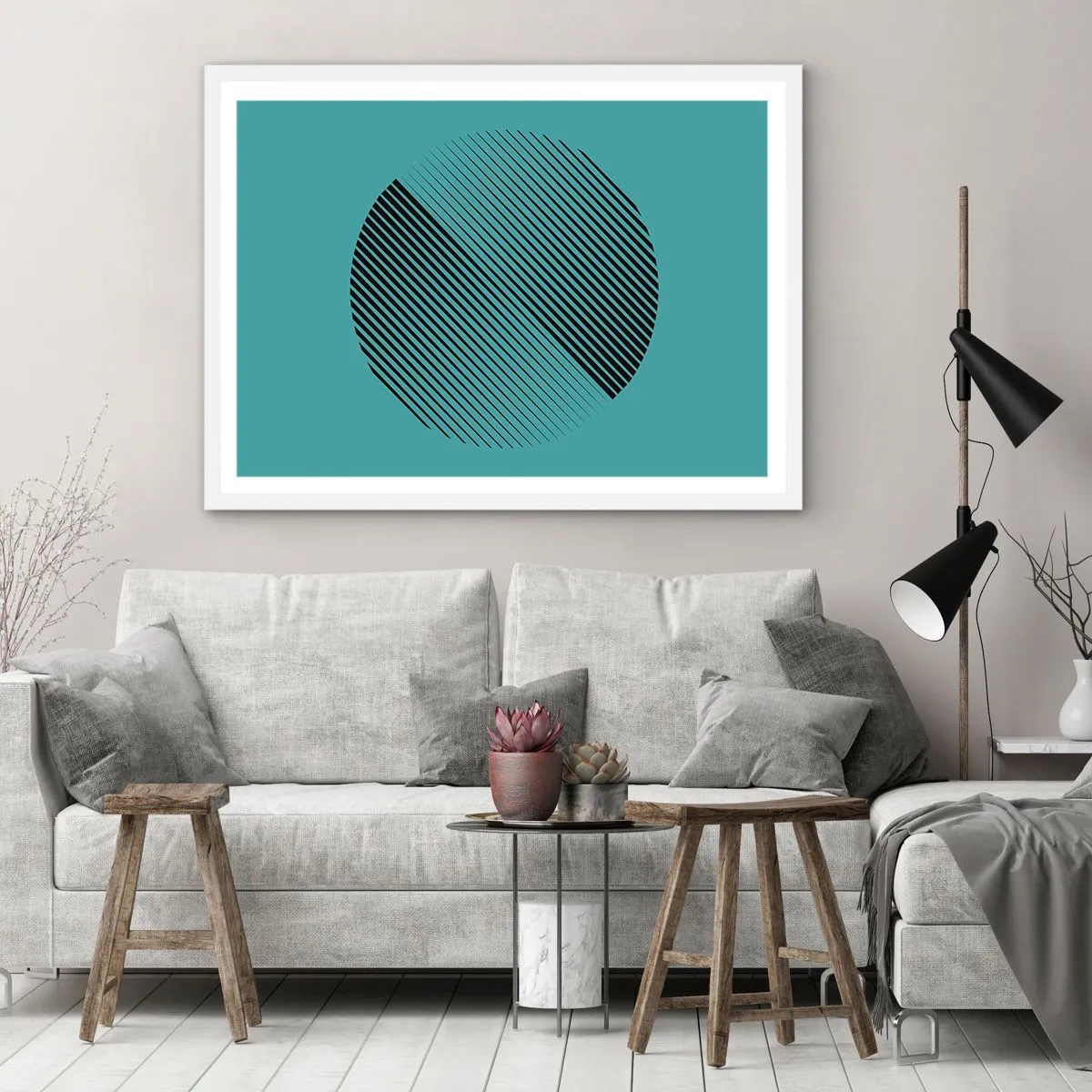 Póster en marco blanco - El círculo: una variación geométrica - 70x50 cm