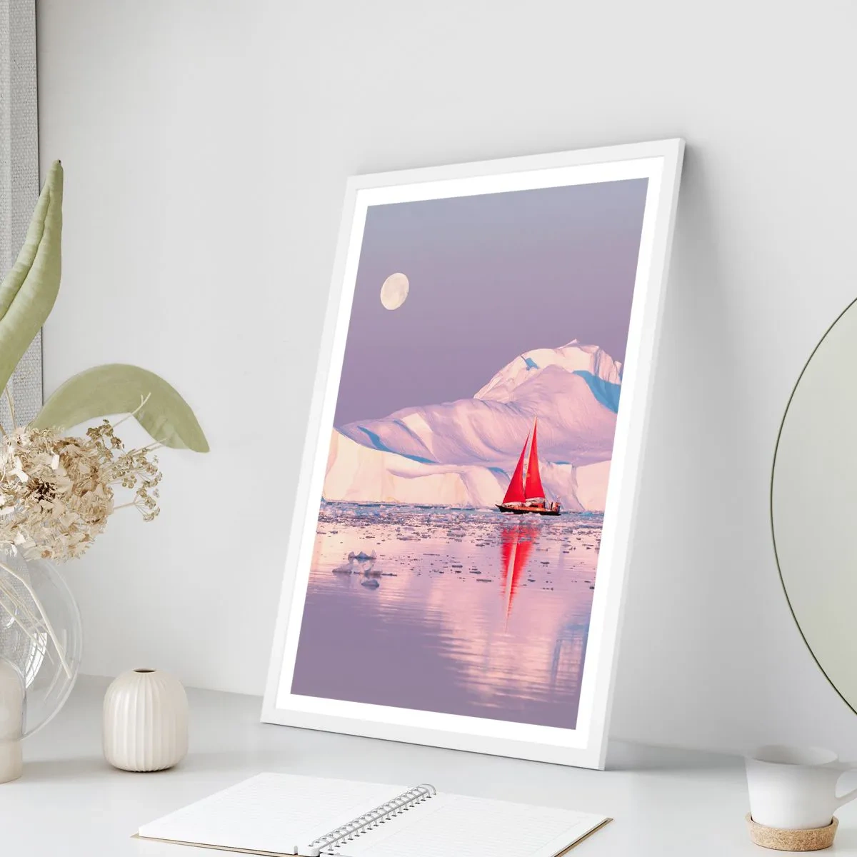 Póster en marco blanco - El calor de la vela, el frío del hielo - 30x40 cm