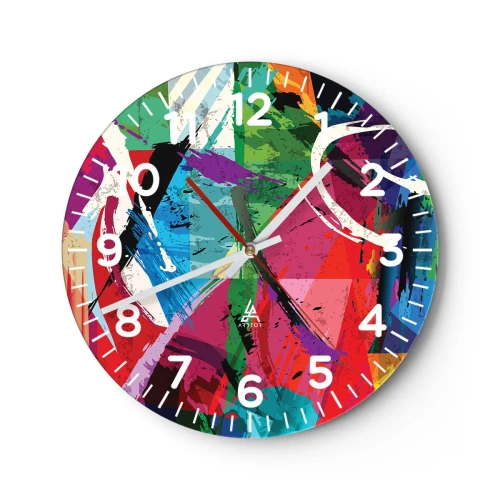 Reloj de pared - Reloj de vidrio - Rápido, animado y con efecto - 40x40 cm