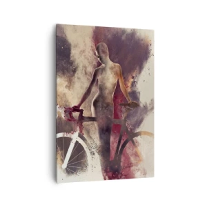 Cuadro sobre lienzo - Impresión de Imagen - Silueta abstracta con una bicicleta en estilo artístico. - 70x100cm - En las formas de mármol un alma ciclista - Decoración de pared moderna para salón y dormitorio ARTTOR