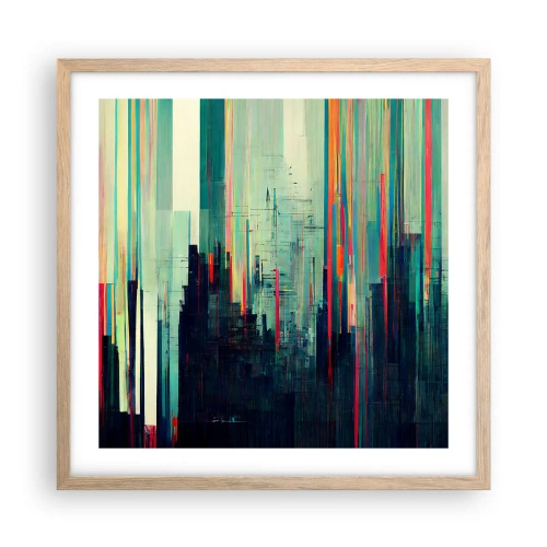Póster en marco roble claro - Ciudad futurista - 50x50 cm