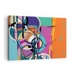 Cuadro sobre lienzo - Impresión de Imagen - Abstracción colorida con círculos geométricos. - 100x70cm - Círculo sobre círculo - Decoración de pared moderna para salón y dormitorio ARTTOR