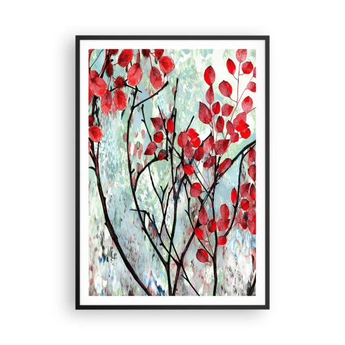 Póster en marco negro - Un árbol en escarlata - 70x100 cm