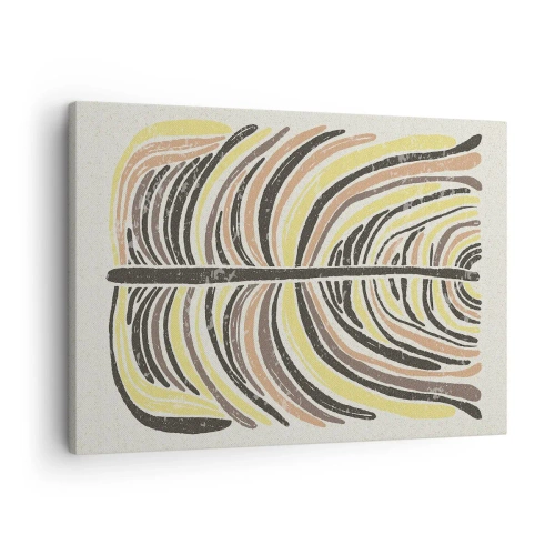 Cuadro sobre lienzo - Impresión de Imagen - Motivo abstracto de hojas en tonos tierra - 70x50cm - Abstracción vibrante - Decoración de pared moderna para salón y dormitorio ARTTOR