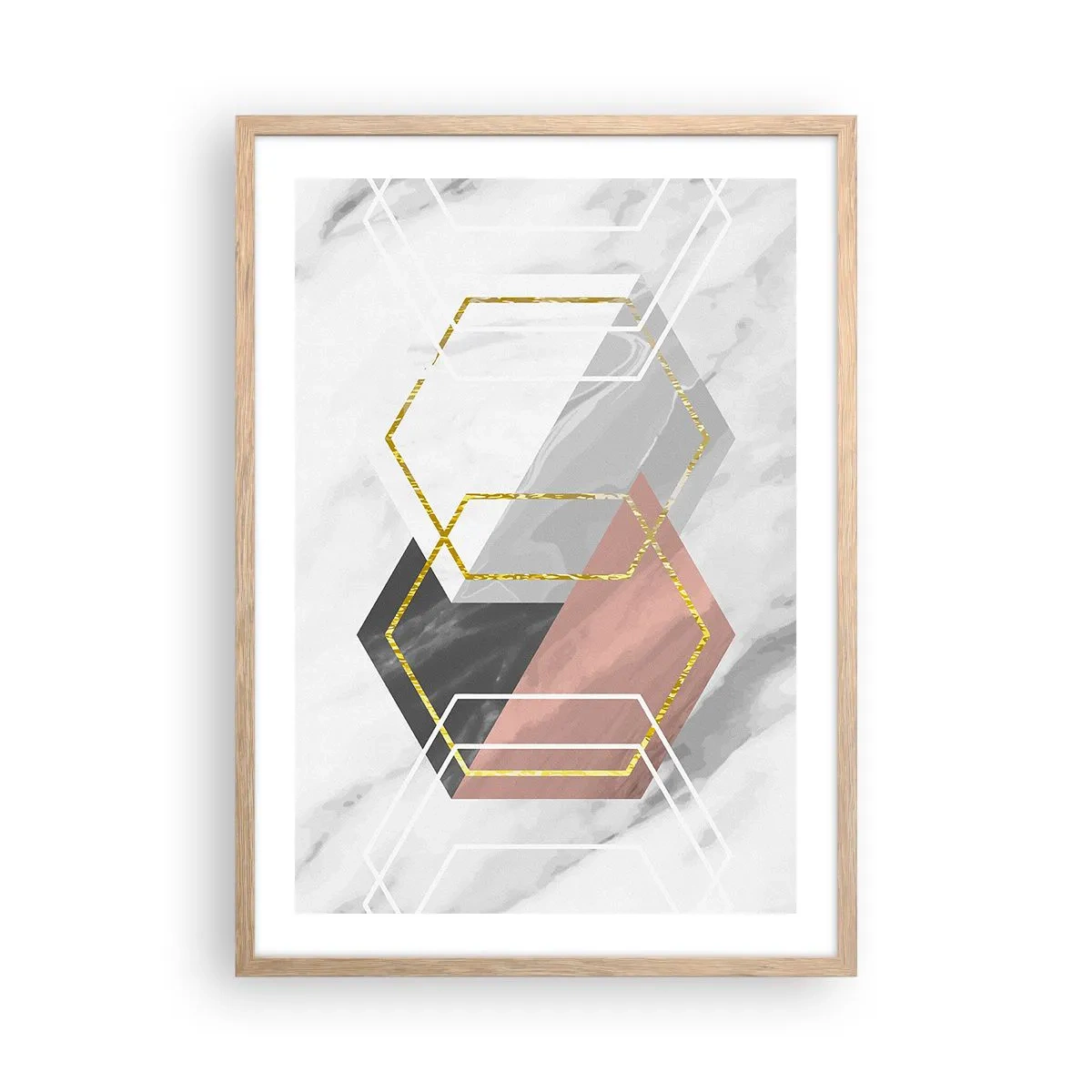 Póster en marco roble claro - Composición en cadena - 50x70 cm