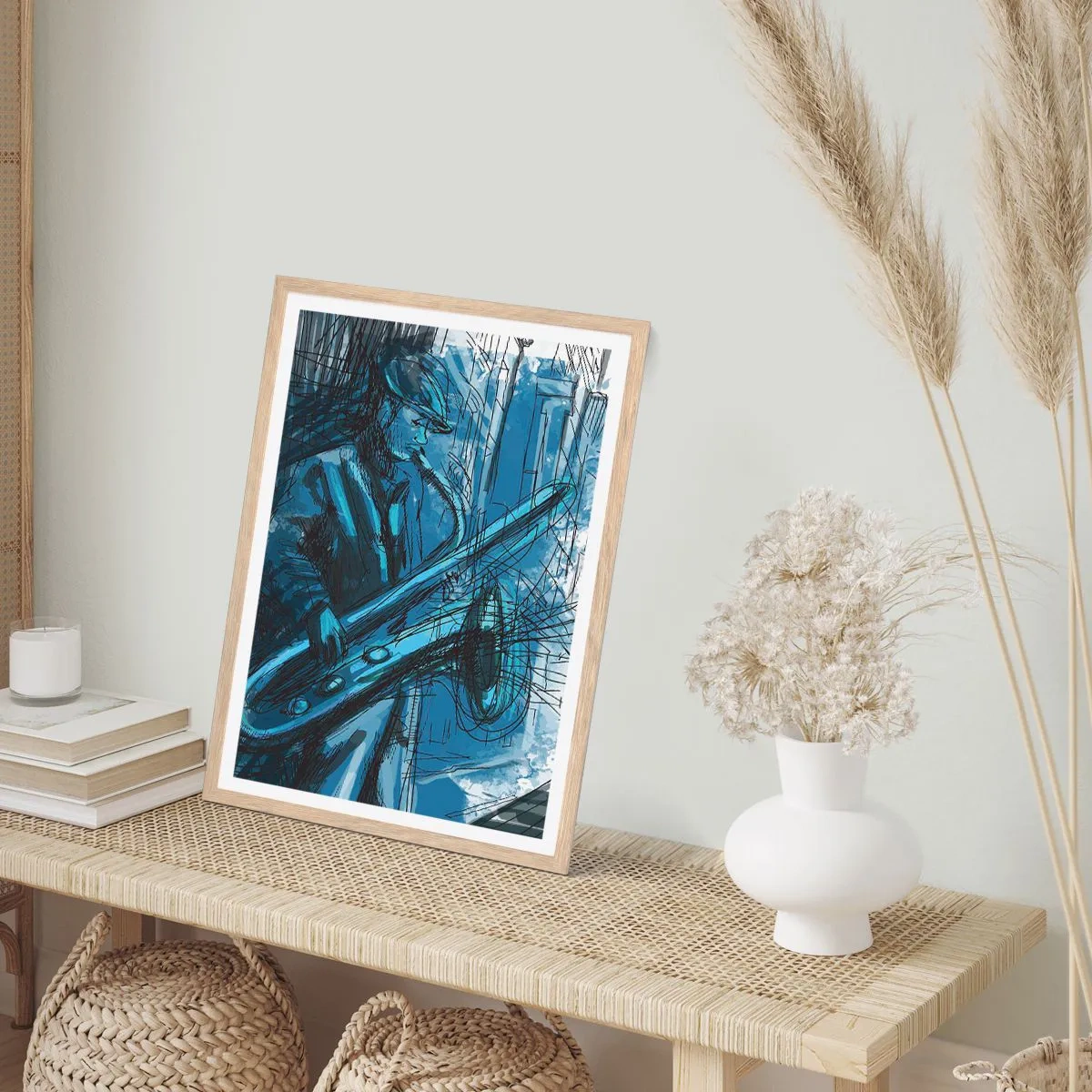 Póster en marco roble claro - Rapsodia urbana - 30x40 cm