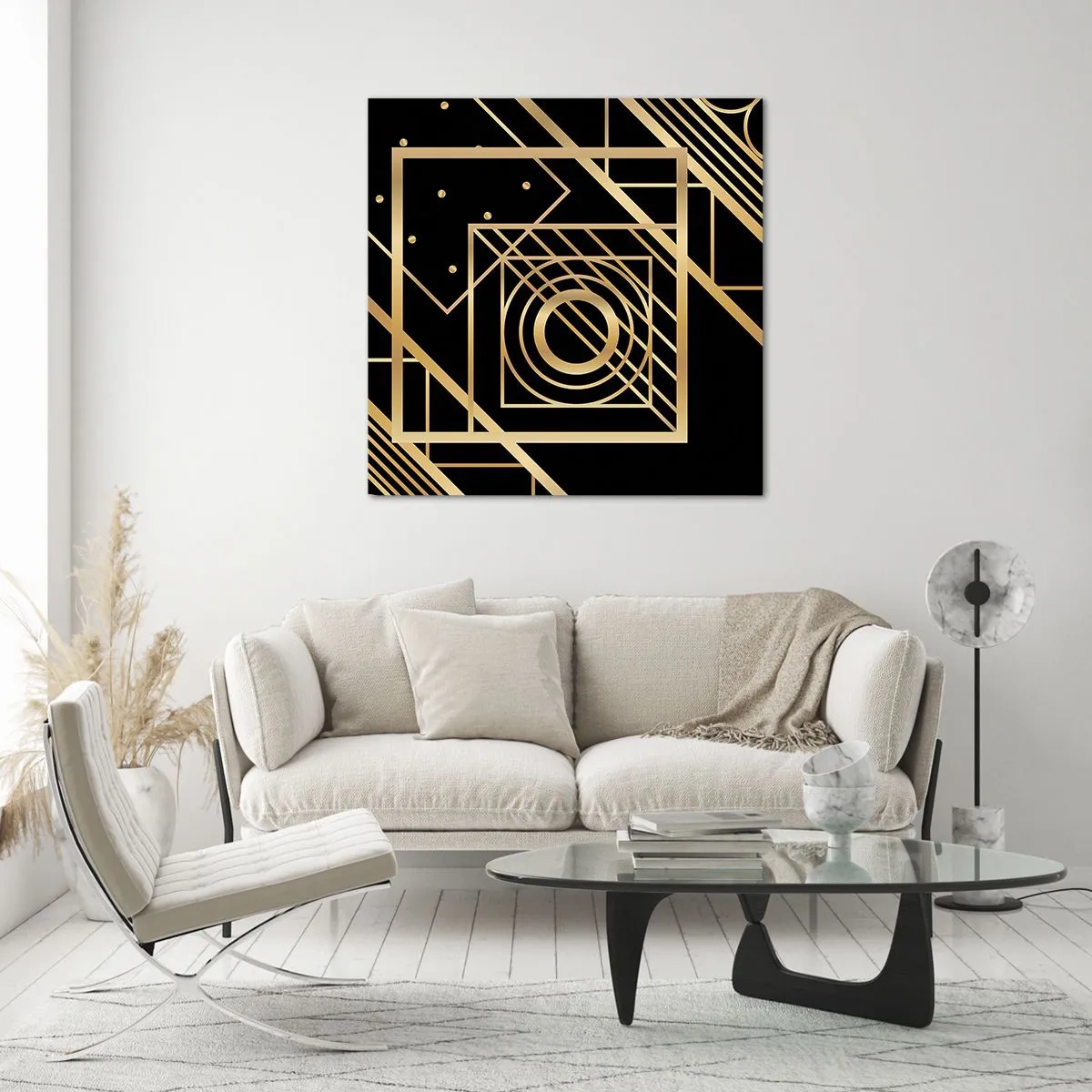 Cuadro sobre vidrio - Impresiones sobre Vidrio - Geometría dorada - 30x30 cm
