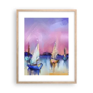 Póster en marco roble claro - Dirección alta mar - 40x50 cm