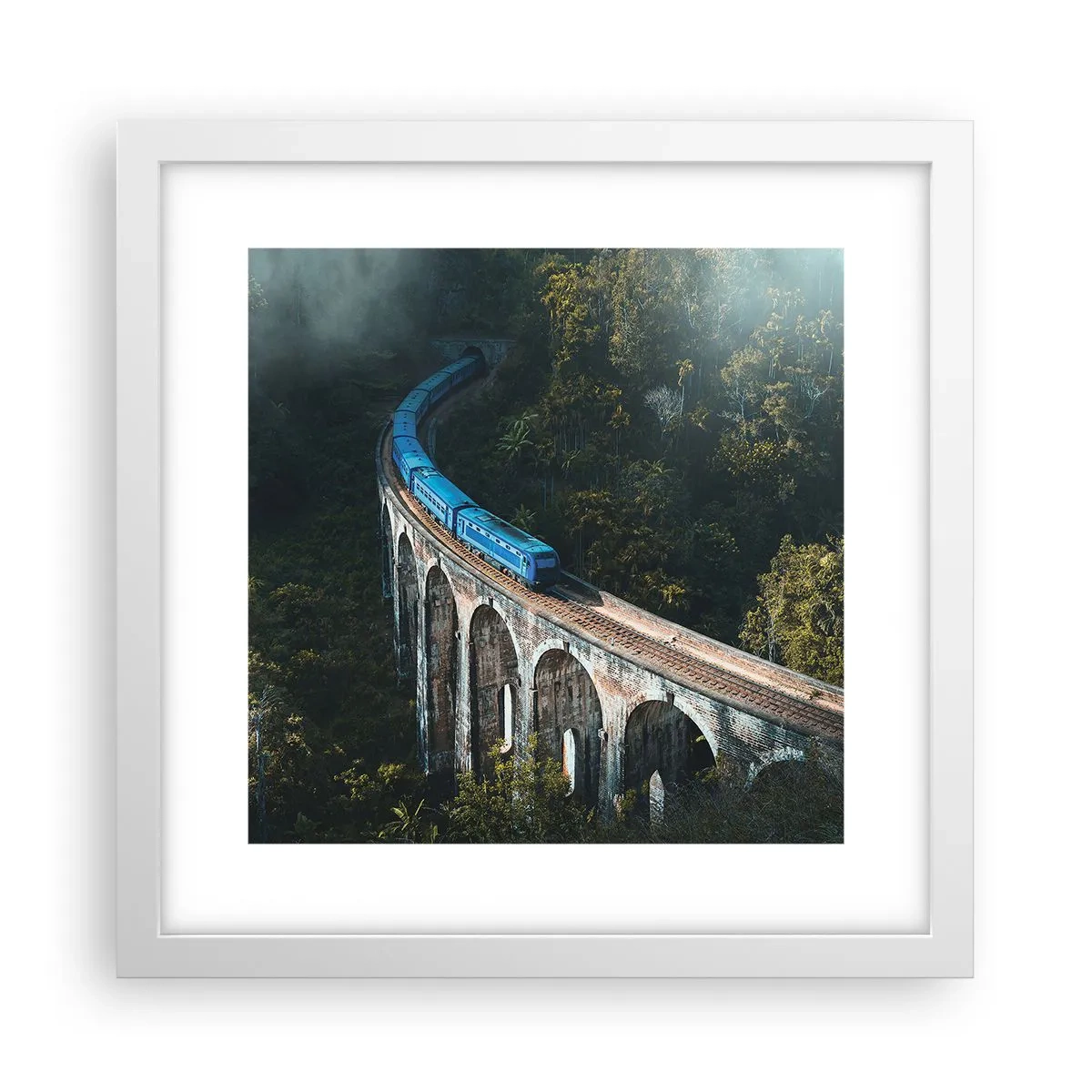 Póster en marco blanco - Vías sobre la naturaleza - 30x30 cm