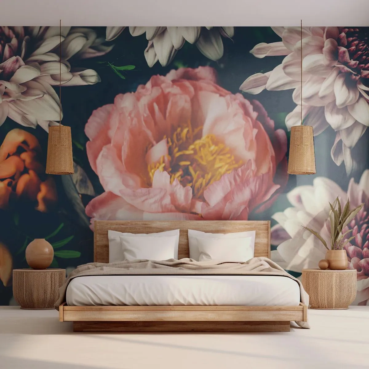 Fotomural Premium Canvas - Con esplendor barroco - flores, Peonía, Ramo de flores - 250x175 cm