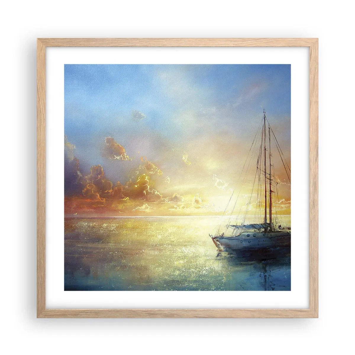 Póster en marco roble claro - En una bahía dorada - 50x50 cm