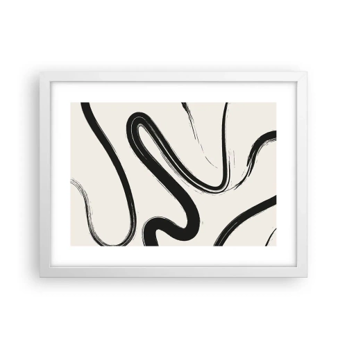 Póster en marco blanco - Fantasía en blanco y negro - 40x30 cm