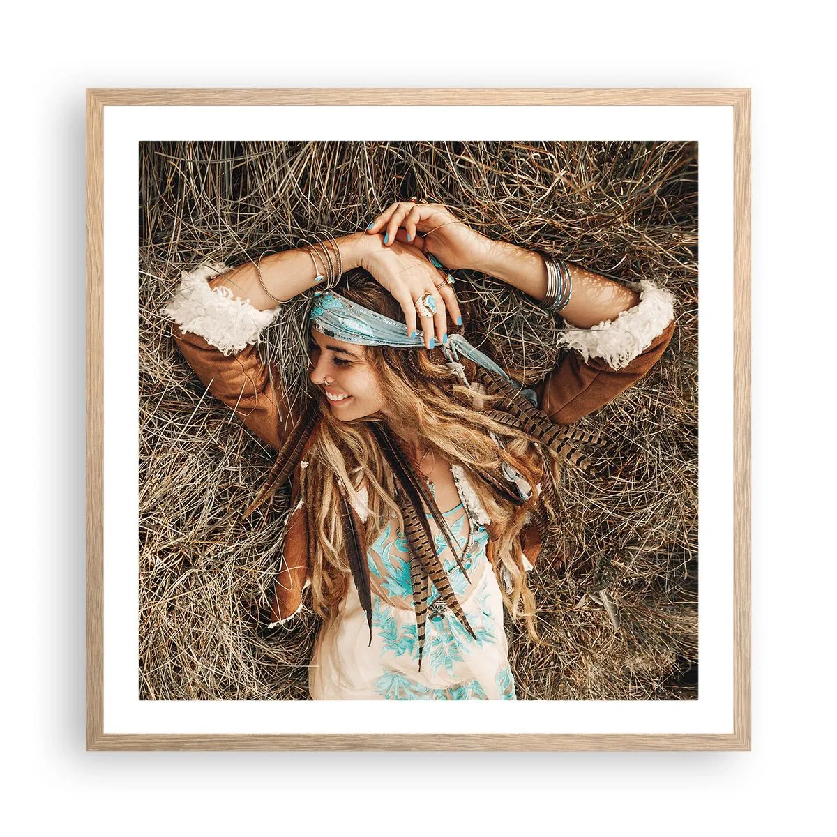 Póster en marco roble claro - El verano del amor - 60x60 cm