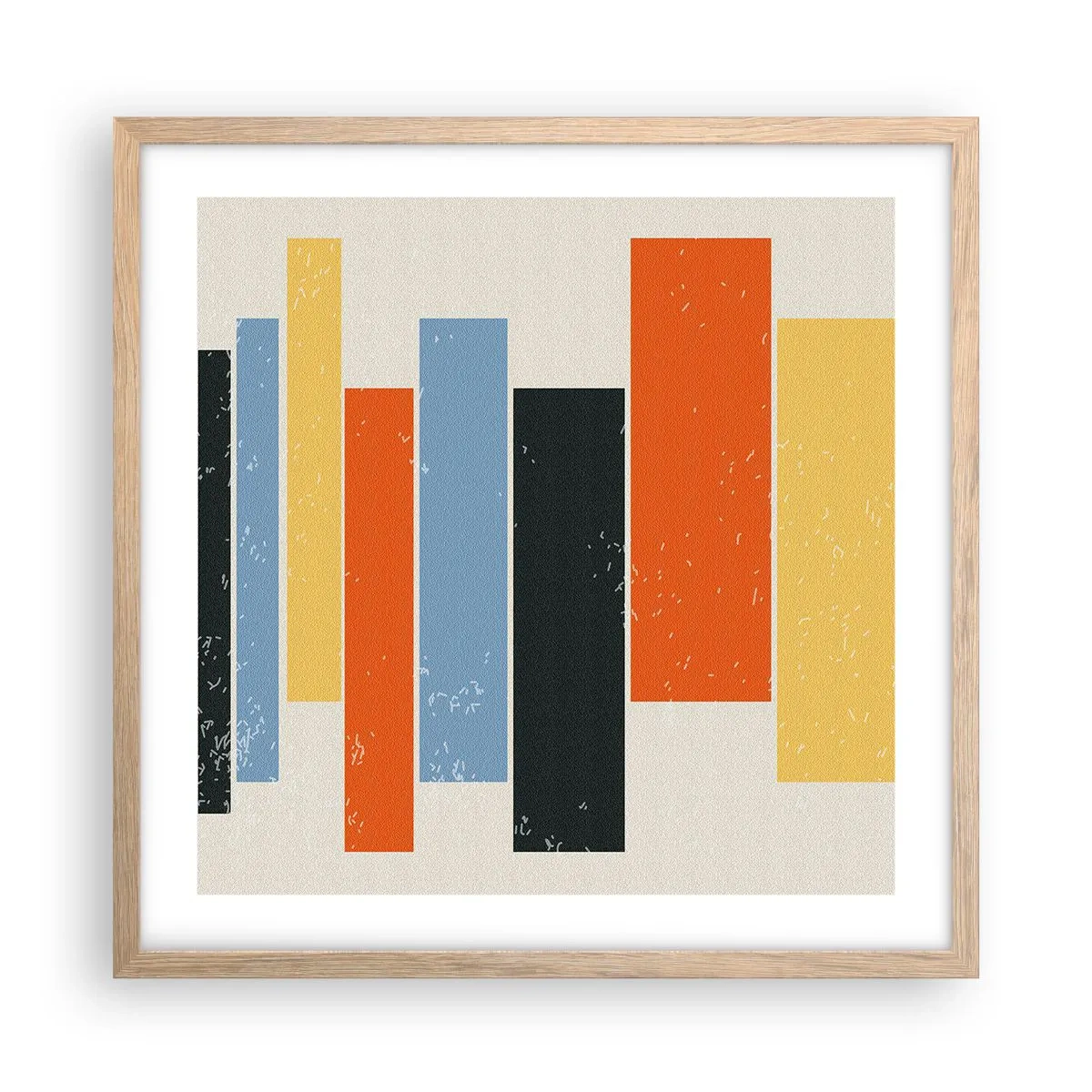 Póster en marco roble claro - Barras multicolor - 50x50 cm