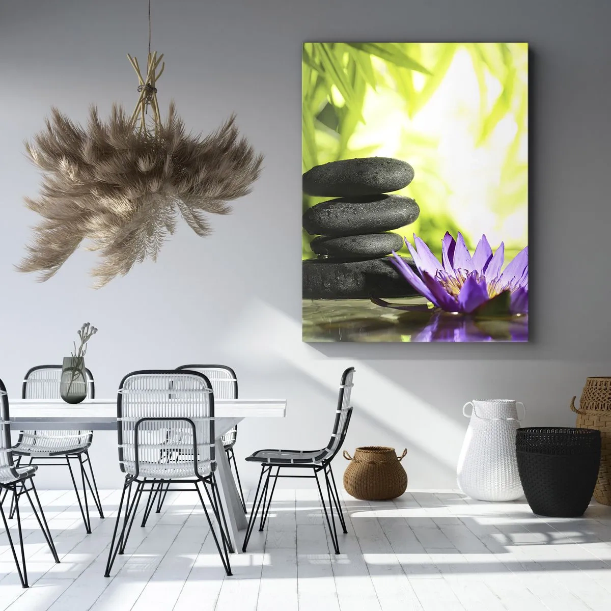 Cuadro sobre lienzo - Impresión de Imagen - En una cabaña de bambú - 45x80 cm