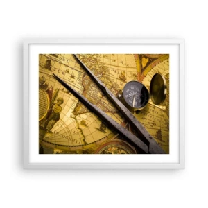 Póster en marco blanco - ¿Dónde están los tesoros? - 50x40 cm