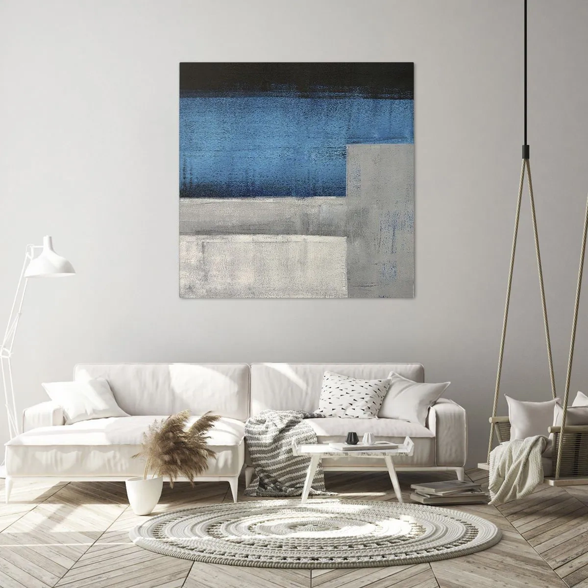 Cuadro sobre lienzo - Impresión de Imagen - Composición poética de gris y azul - 30x30 cm