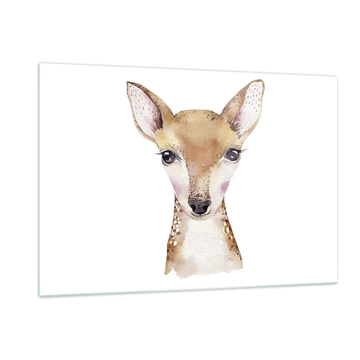 Cuadro sobre vidrio - Impresiones sobre Vidrio - Un encantador retrato en acuarela de un cervatillo joven. - 120x80cm - La naturaleza de la inocencia - Decoración de pared moderna para salón y dormitorio ARTTOR