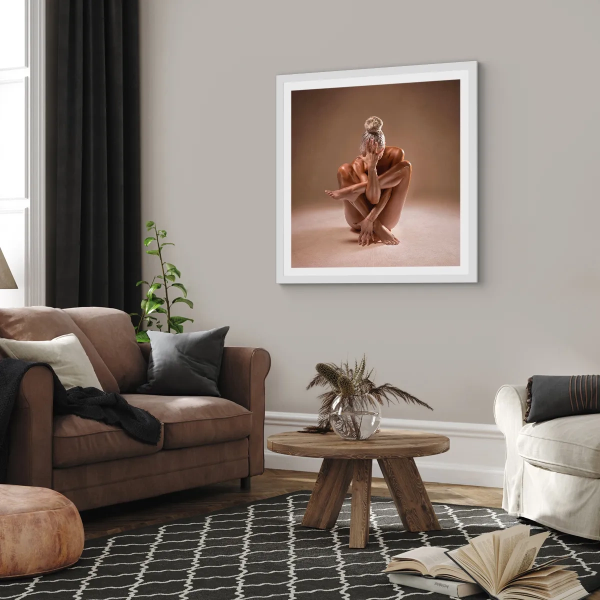 Póster en marco blanco - Unidad de cuerpo y espíritu - 60x60 cm