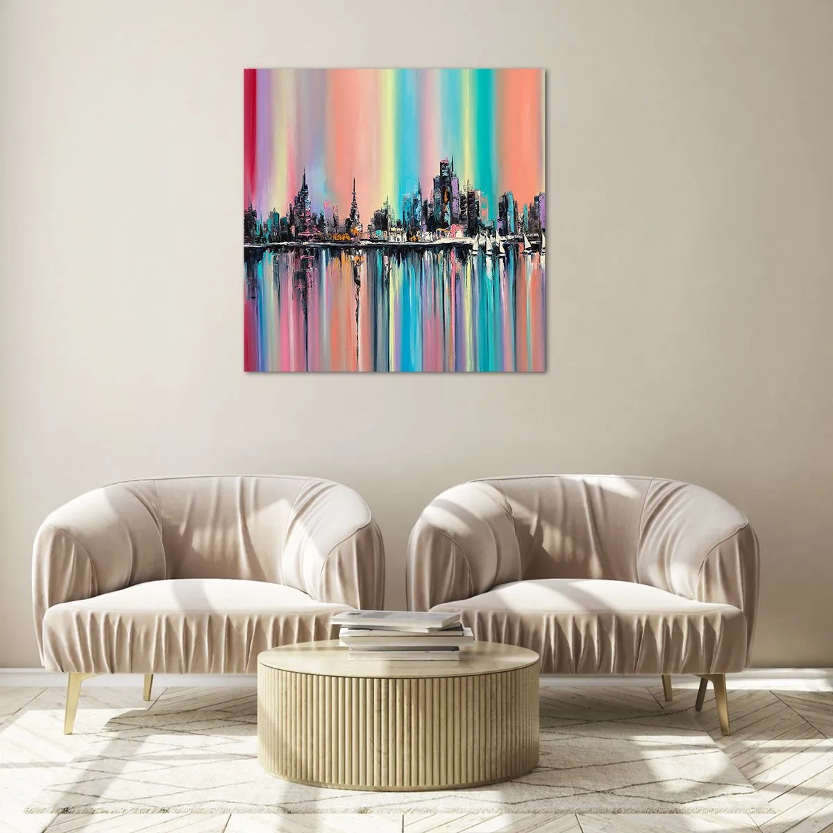 Cuadro sobre vidrio - Impresiones sobre Vidrio - Flota con la luz de la noche - 30x30 cm