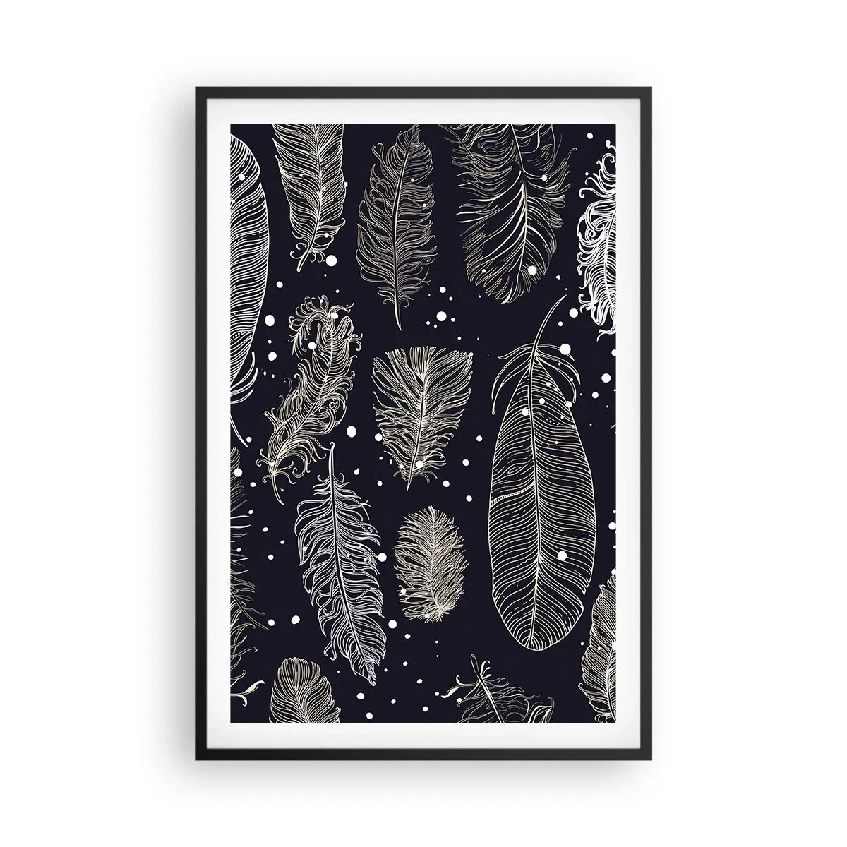 Póster en marco negro - Encaje de plumas - 61x91 cm