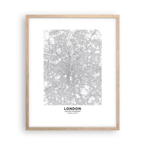 Póster en marco roble claro - Un mapa del laberinto de Londres - 40x50 cm