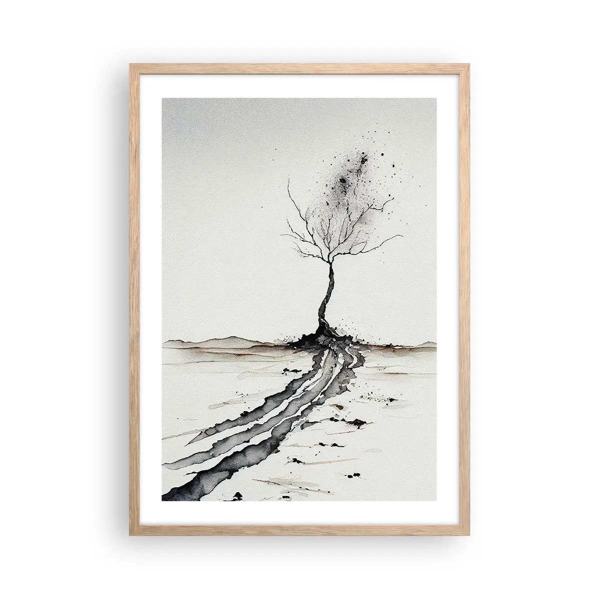 Póster en marco roble claro - Melancolía invernal - 50x70 cm